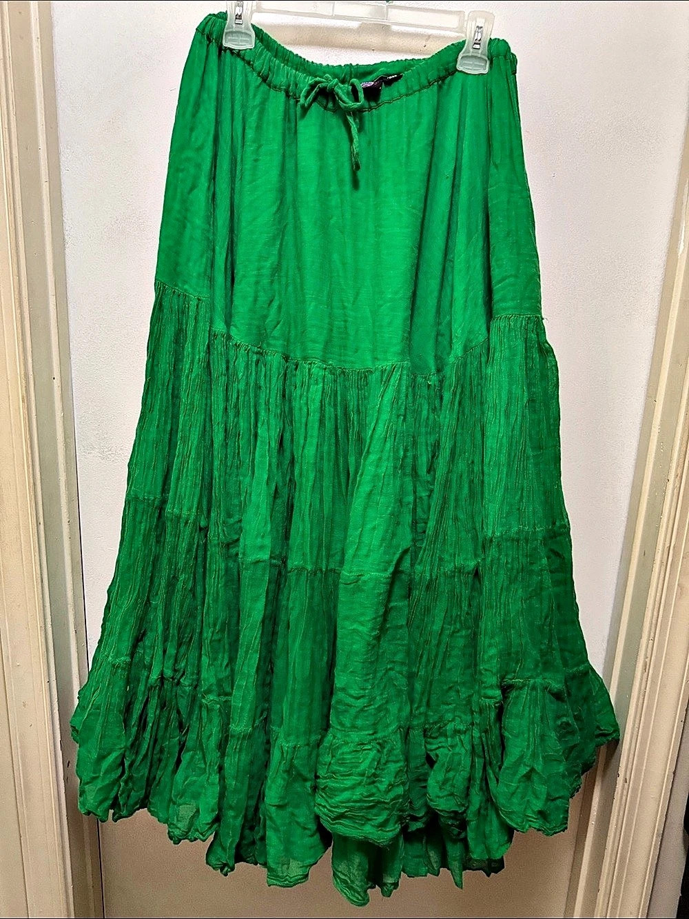 MoonDance Co. 25yd 100% cotton ATS Tribal Fusion Karma Green Tiered Maxi Skirt